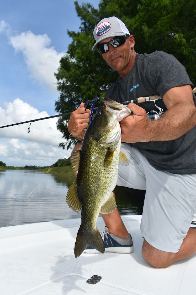 Ed-Zyak-with-a-canal-bass-caught-on-a-7-inch-DOA-grape-and-black-worm-Texas-rigged