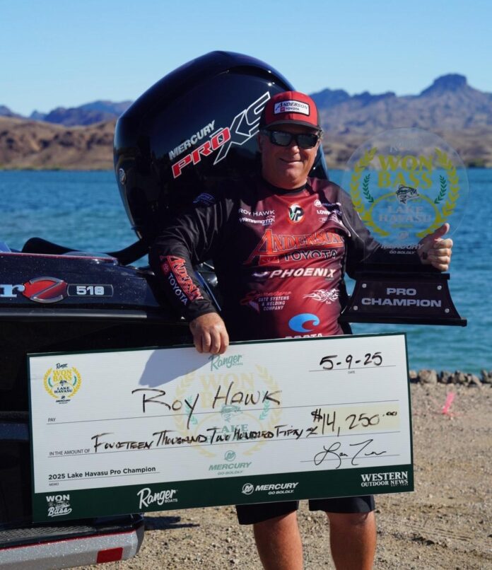 2025 WON Bass Lake Havasu Open Champion Roy Hawk - photo courtesy WON Bass